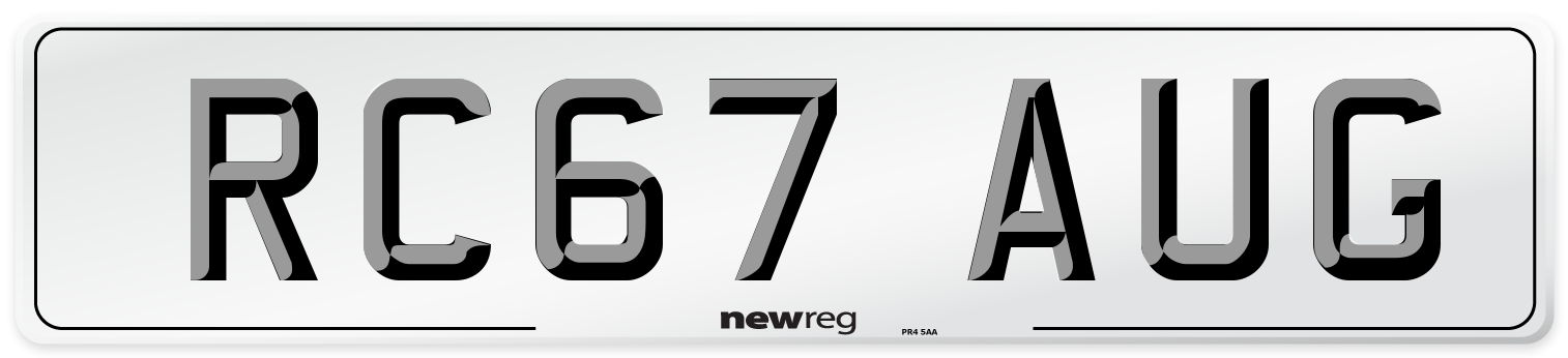 RC67 AUG Number Plate from New Reg